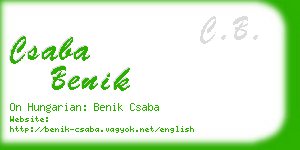 csaba benik business card
